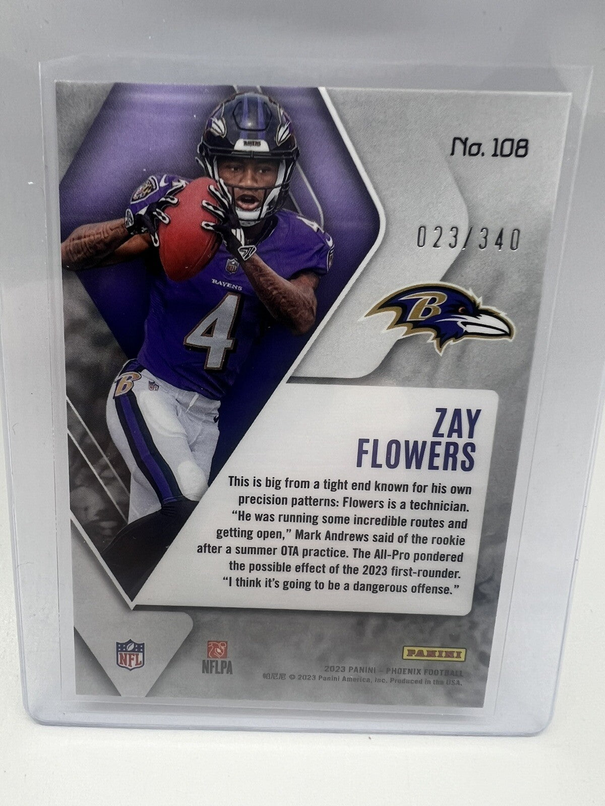 2023 Panini Phoenix Zay Flowers #108 Rookie FIRE BURST 023/340