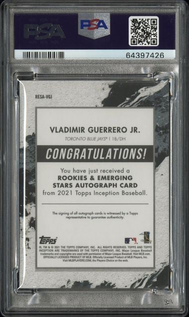2021 Topps Inception RC Star Auto #VGJ Vladimir Guerrero Jr RED 75/75 PSA 10