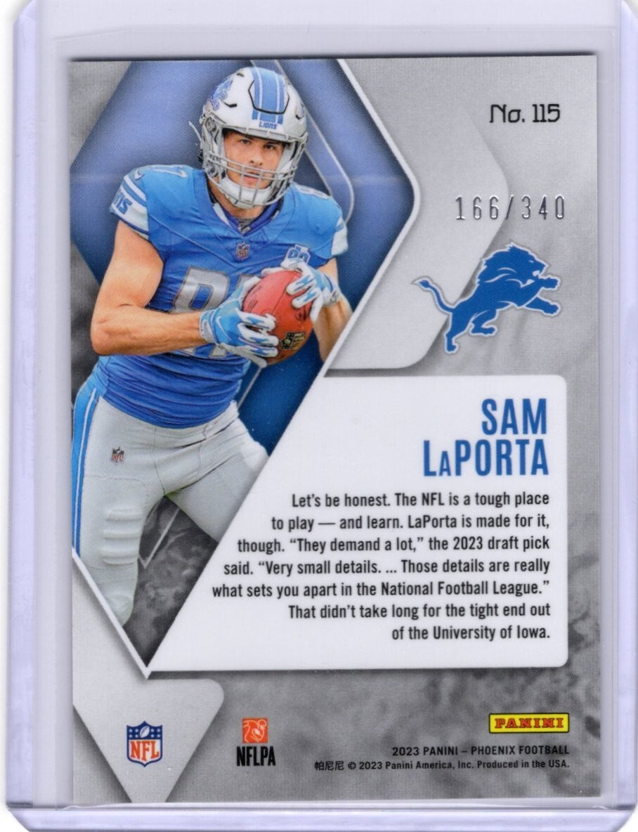 2023 Panini Phoenix Fire Burst #115 RC Sam Laporta Lions 166/340
