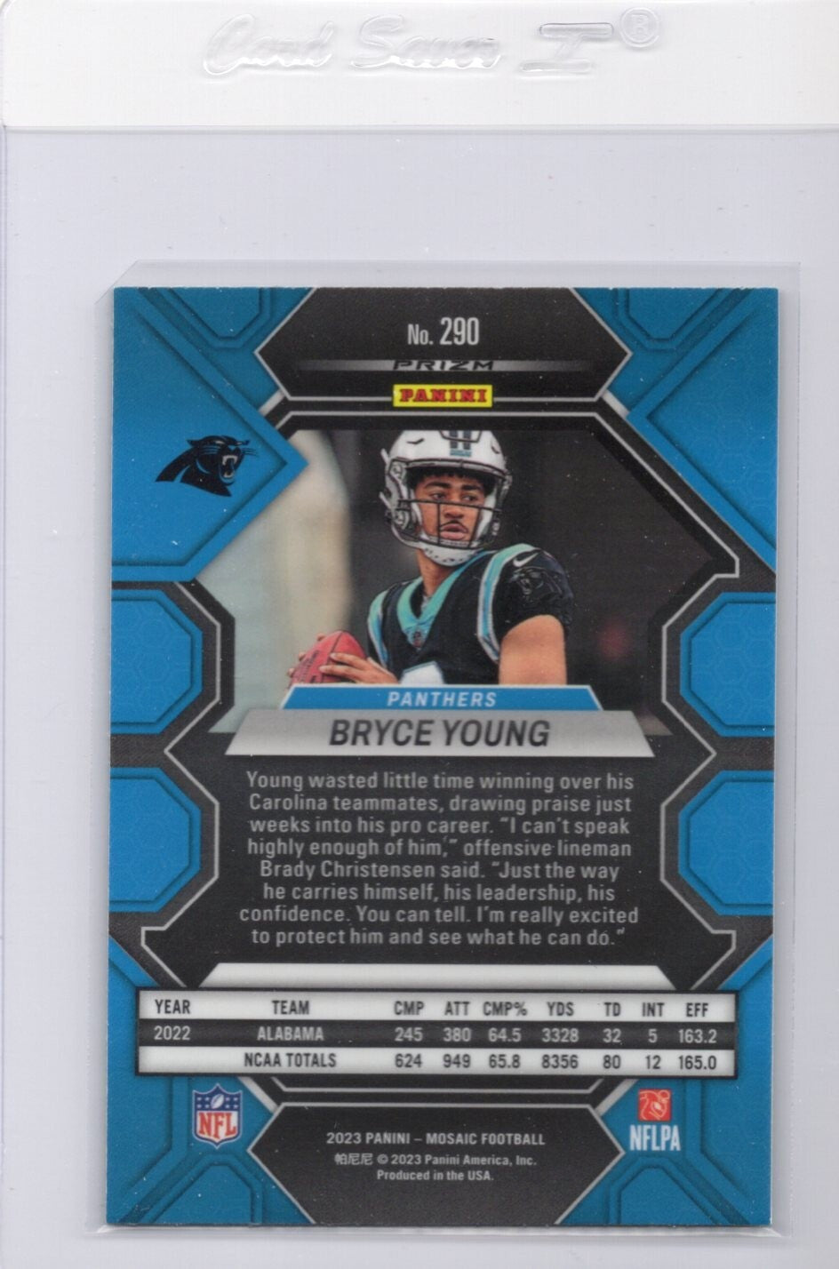2023 Panini Mosaic Bryce Young #290 Green Prizm Rookie Card