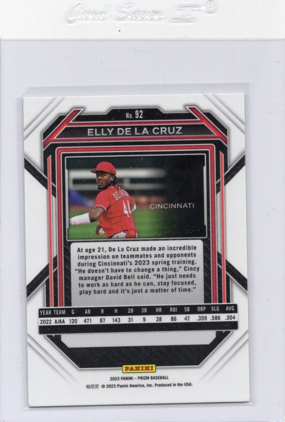 2023 Panini Prizm -  #92 Elly De La Cruz RC Reds