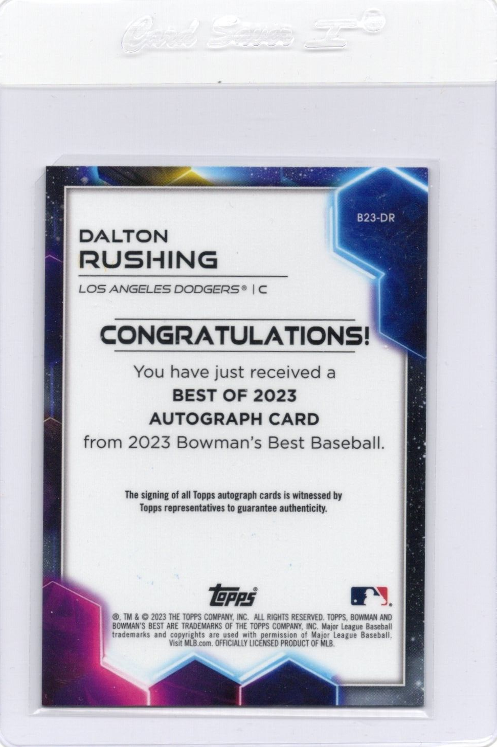 2023 Bowman's Best B23-DR Autographs Green Refractor Dalton Rushing 22/99