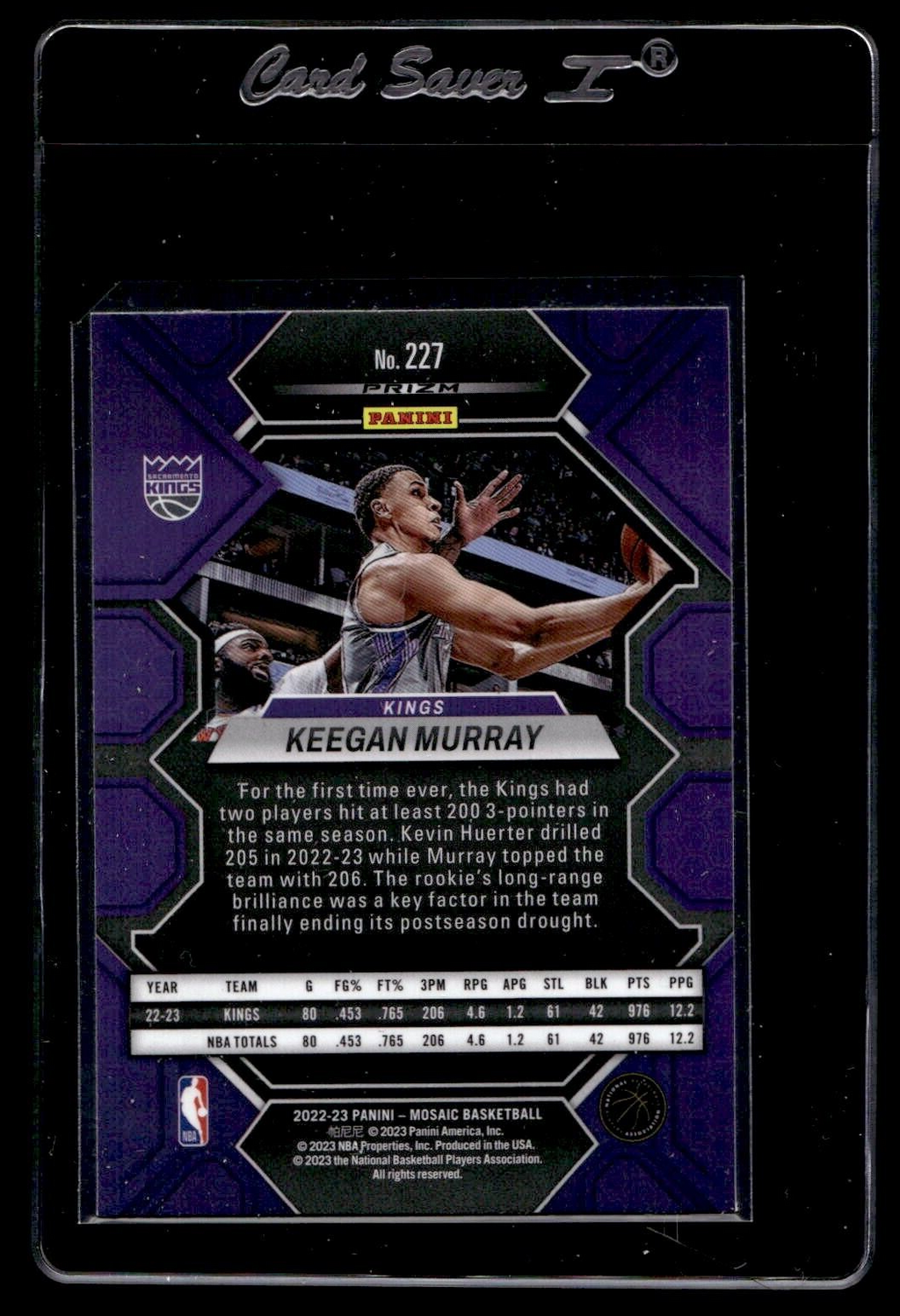 2022-23 Panini Mosaic Keegan Murray #227 Green Prizm RC