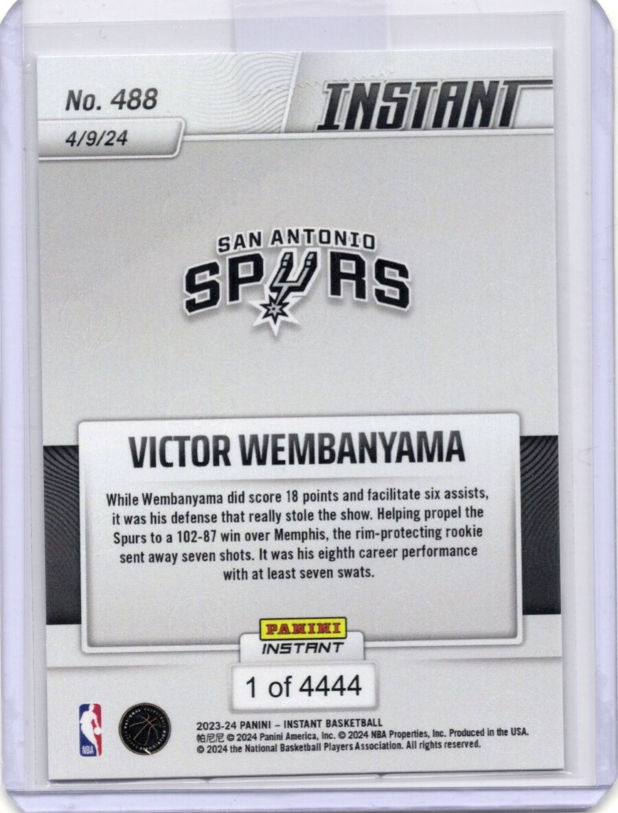 2023 Panini Instant #488 Victor Wembanyama Spurs RC ROOKIE   1 / 4444