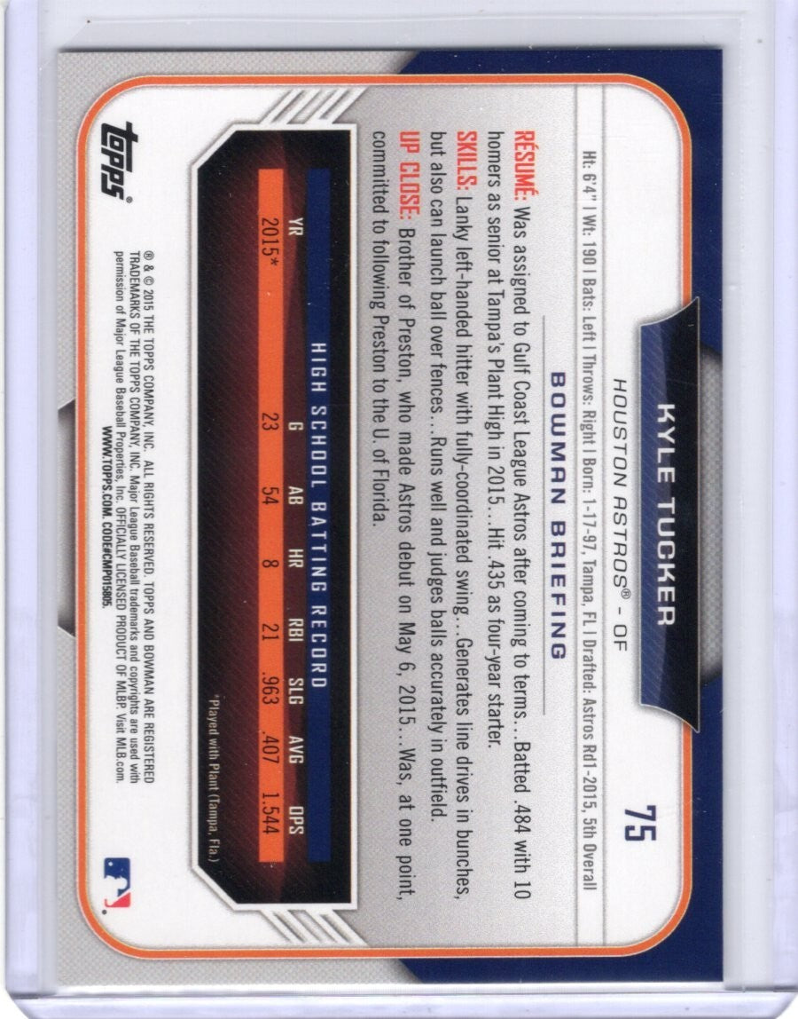 2015 Bowman Draft - #75 Kyle Tucker 1st Bowman Rookie Card RC Astros Cubs