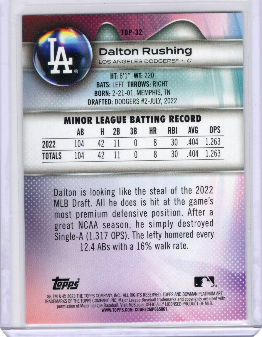 2023 Bowman Platinum #TOP-32 Dalton Rushing Top Prospects