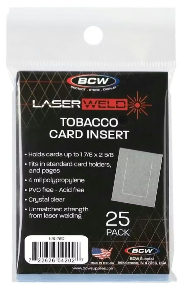 (25) BCW Tobacco Card Insert Sleeves Fit Card Saver, Top Loader , 9-Pocket Pages