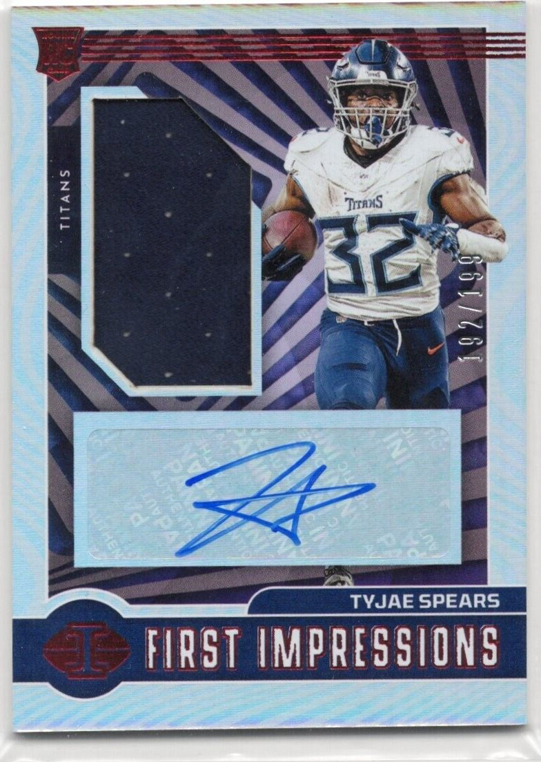 2023 Illusions Tyjae Spears Red First Impressions Rookie RC Jersey Auto #192/199