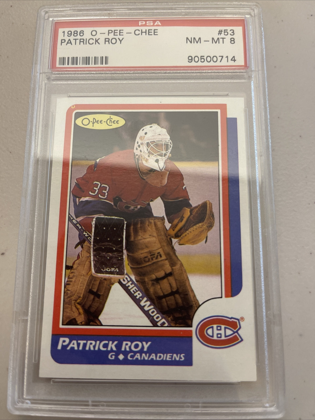 1986 - 1987 O-PEE-CHEE Patrick Roy RC/Rookie  #53 OPC PSA 8