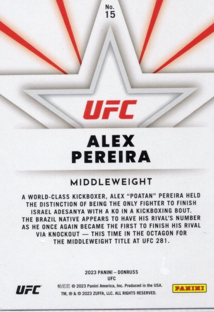 2023 Donruss UFC Alex Pereira The Untouchables Orange Laser Hit SSP #15