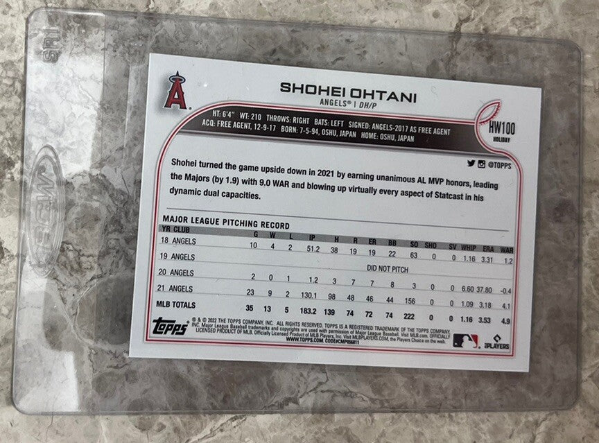 2022 Topps Holiday Shohei Ohtani Base #HW100 Angels, CANADA