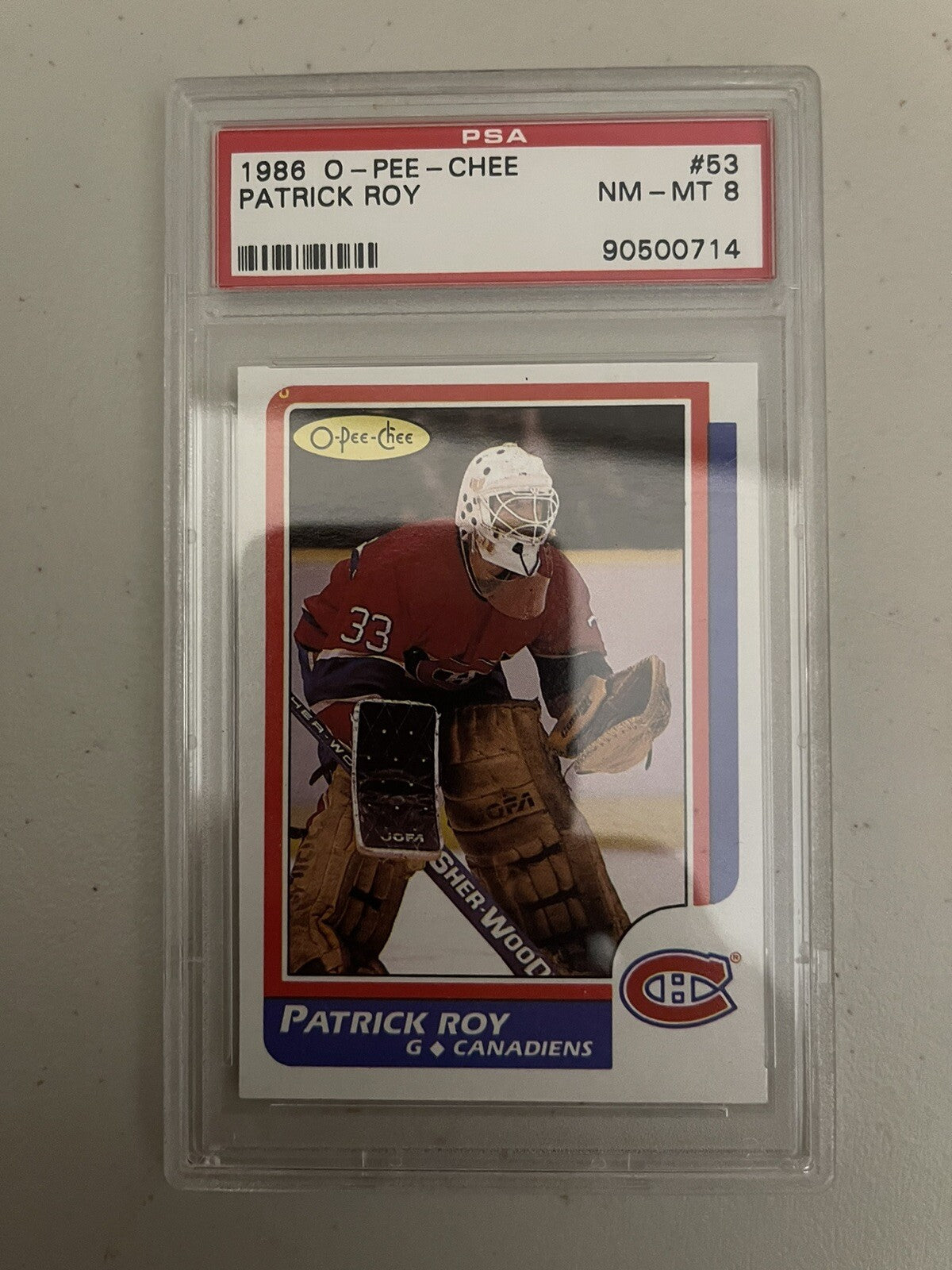 1986 - 1987 O-PEE-CHEE Patrick Roy RC/Rookie  #53 OPC PSA 8