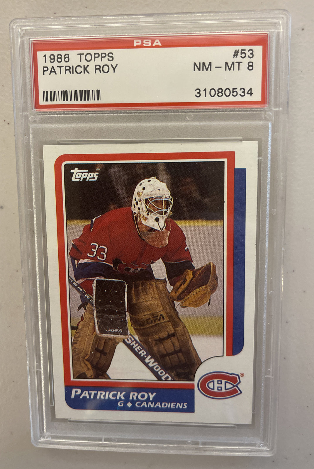 1986 - 1987 Topps Patrick Roy RC/Rookie  #53 PSA 8