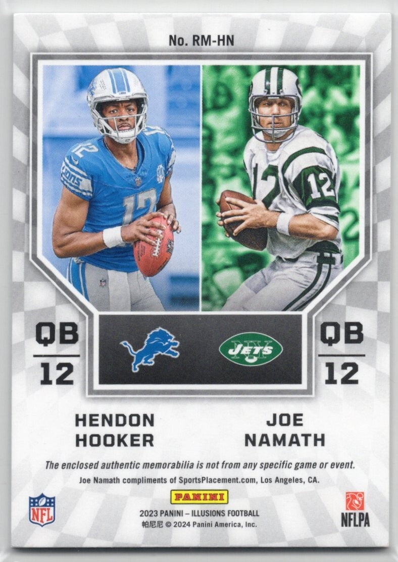 2023 Panini Illusions Hendon Hooker Joe Namath Black Rookie Patch #15/50 RM-HN