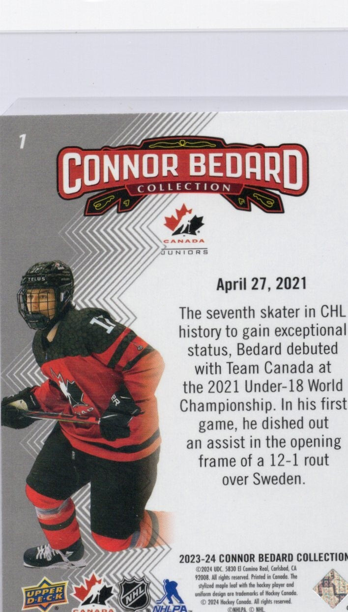 2023 - 2024 Upper Deck Connor Bedard Collection Highlights #1 Hockey Card