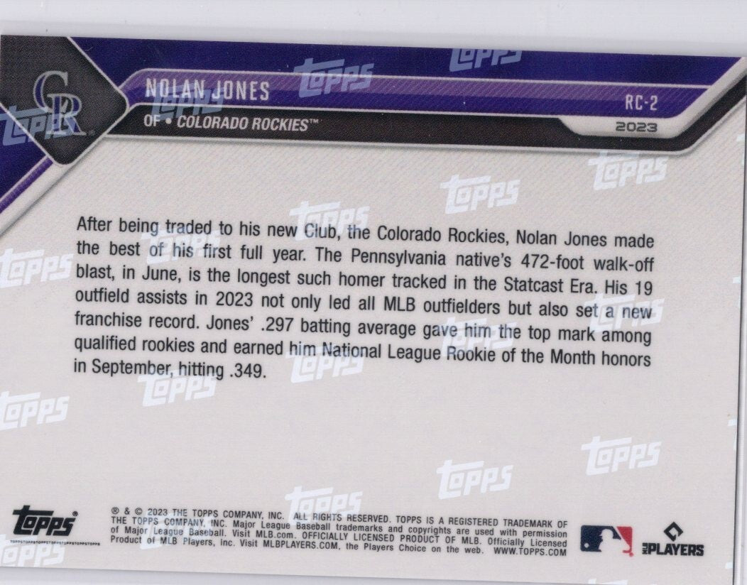 2023 MLB TOPPS NOW Rookie Cup Team  # RC2 Nolan Jones