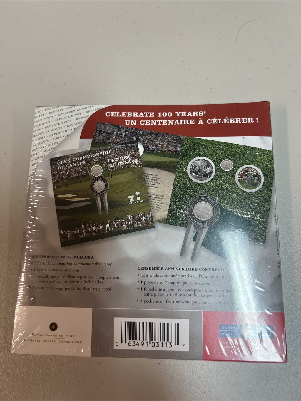 2004 OPEN CHAMPIONSHIP OF CANADA Anniversary Pack - 10¢, Stamps, Divot Tool NEW