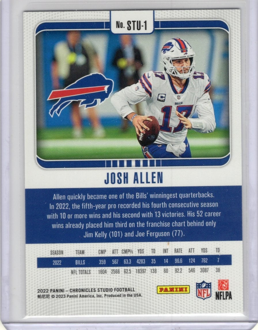 2022 Panini Chronicles Studio Josh Allen Purple 084/199 Buffalo Bills STU-1