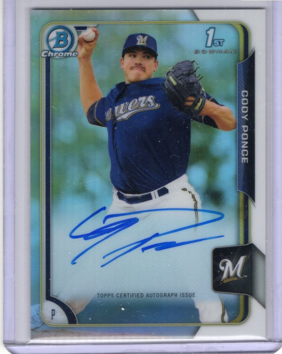2015 Bowman Chrome Draft Refractor Cody Ponce Auto Autograph BCA-CP Blue jays